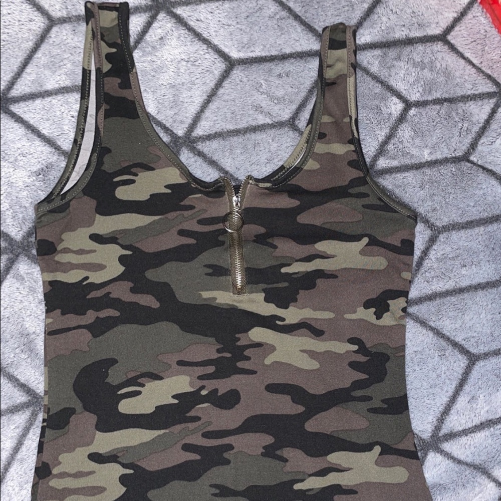 Camouflage tank top.